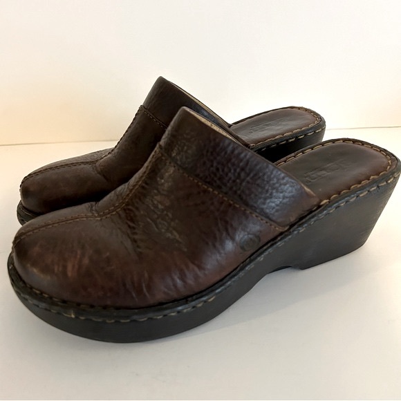 Born brown genuine leather slip on clogs mules S 8 EU 39 cottage core comfy Y2K - Picture 1 of 10